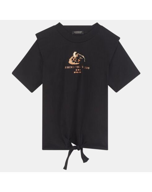 T-Shirt en Coton à impression et nœud noir